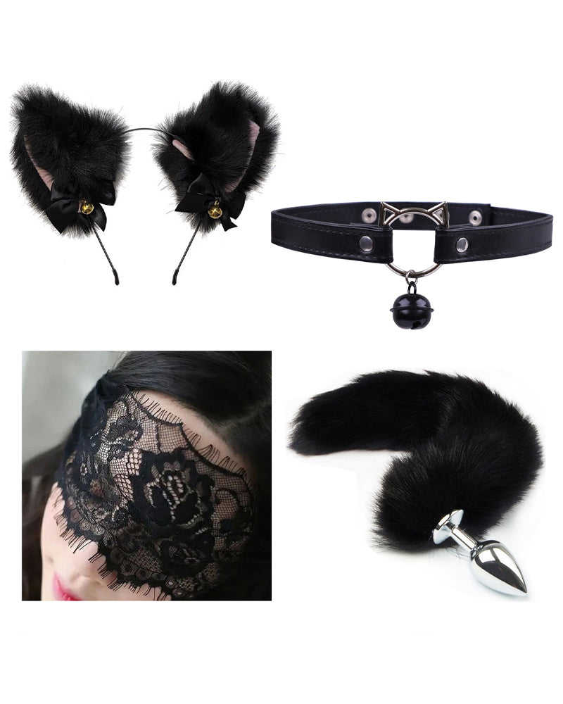Sey Bell Collar Tail Jewelry Maid Costume Headdress Neck Accessory Props Set